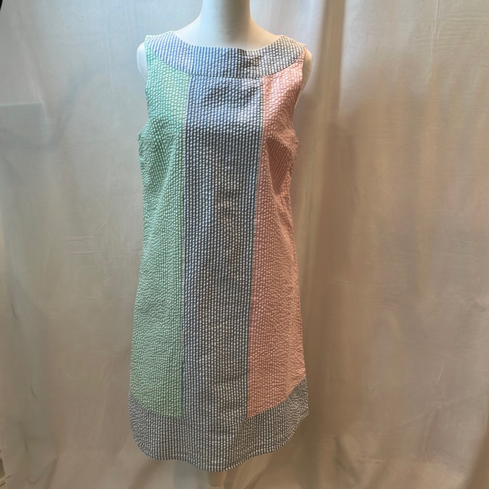 Vineyard Vines Pastel Stripe Seersucker Shift Dress - Mint, Blue, Pink - Picture 2 of 13